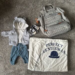 Gray and Blue Baby Accessory Set